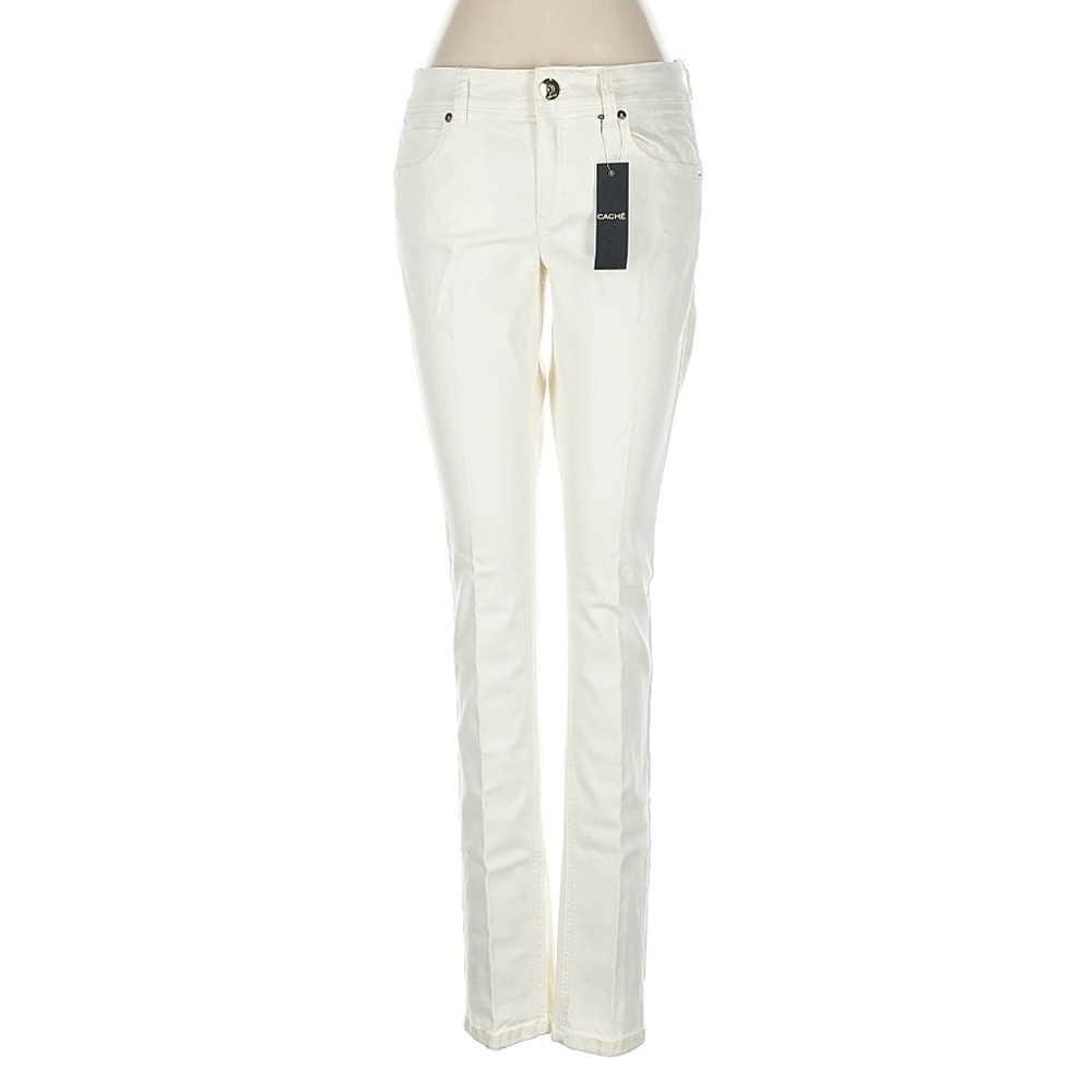 Cache Women's Skinny Jeans - Cream with Gold Accents